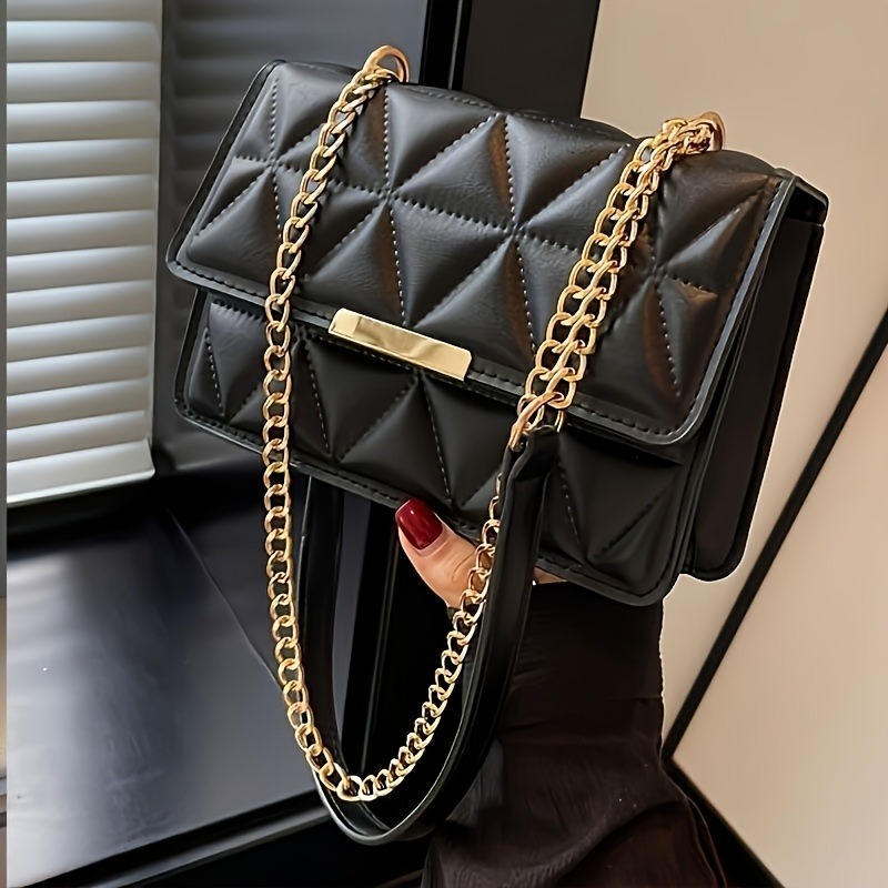 Luxury Quilted Bags - حقيبة كتف نسائية بسلسلة عصرية، حقيبة
