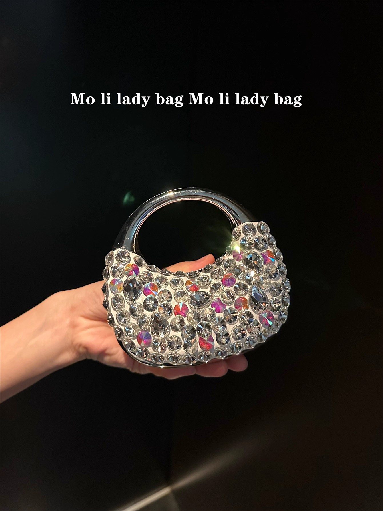 Mini Bag Evening Clutch - حقيبة صغيرة من الأكريليك اللامع مزينة