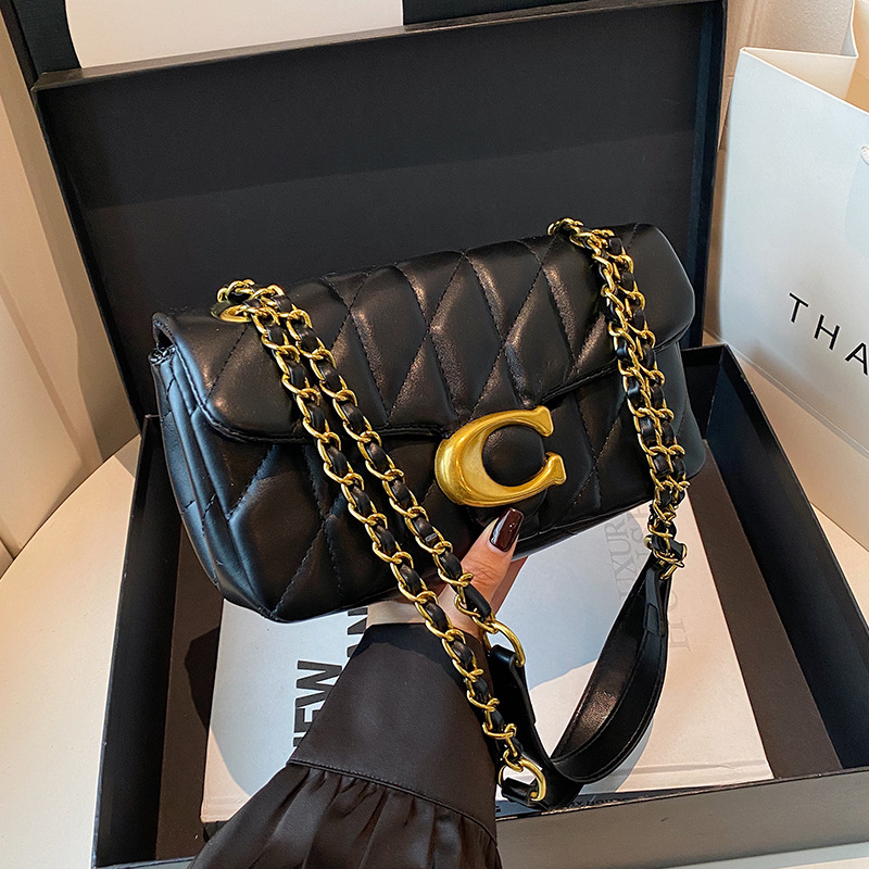 Luxury Bags No Logo - حقيبة كتف نسائية من الجلد المبطن،