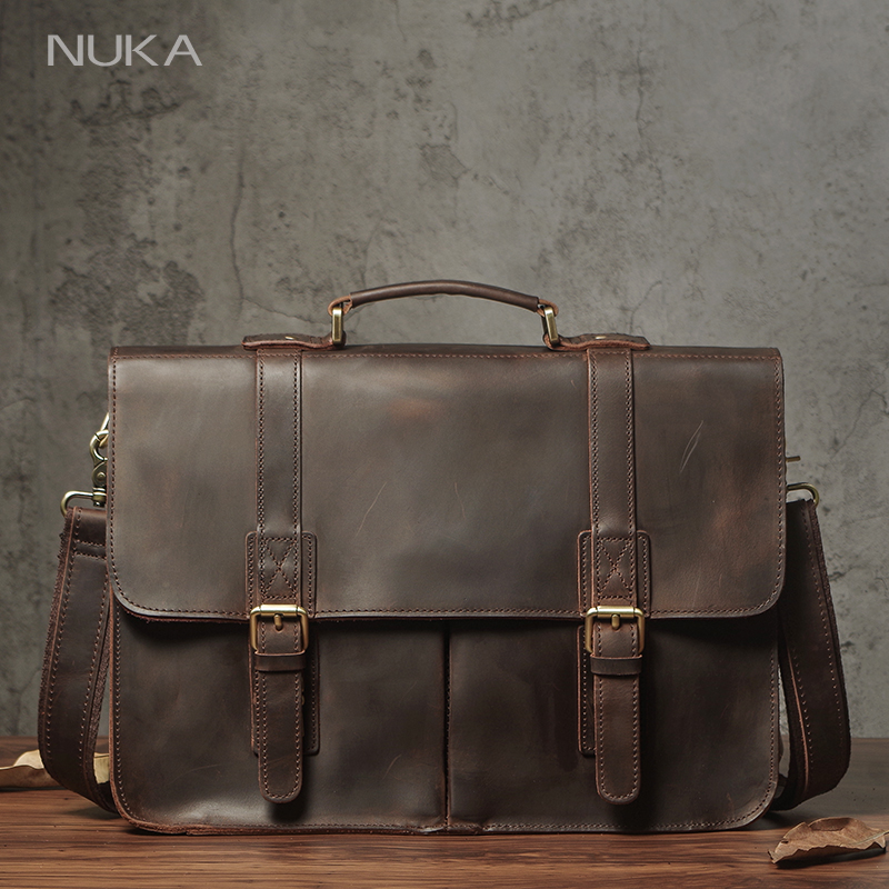 Laptop Bag Leather 15 - NUKA الرجال التنفيذي حقيبة جلد طبيعي