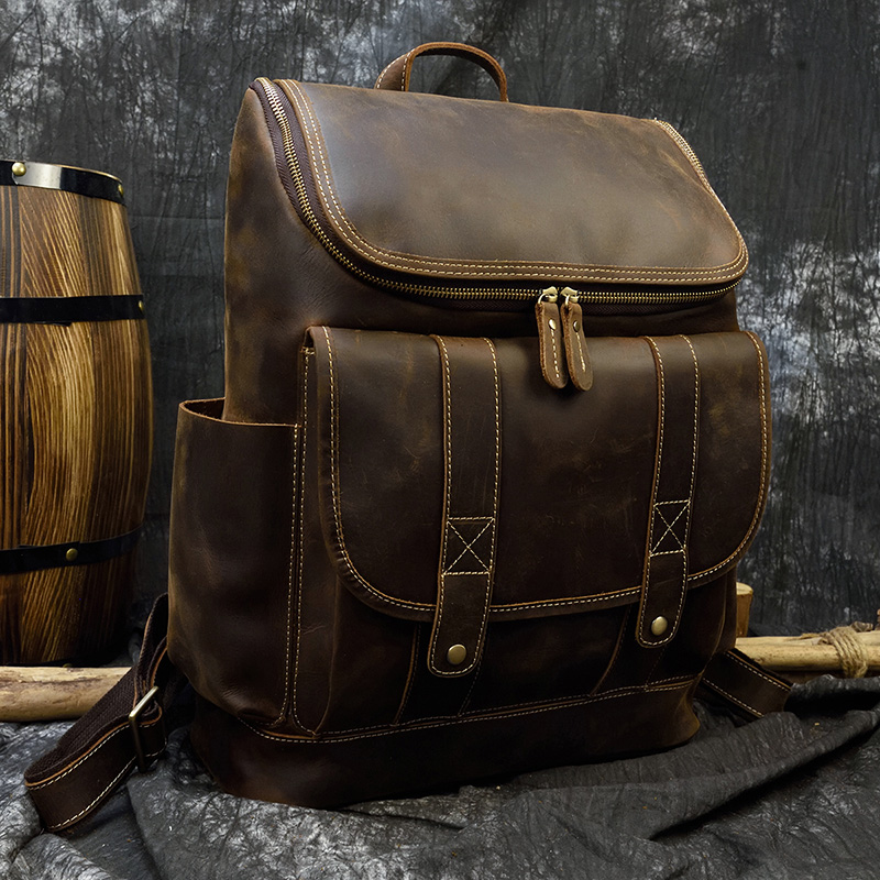 Laptop Bag Leather 15 - سعة كبيرة Vintage حقيبة جلدية محمول