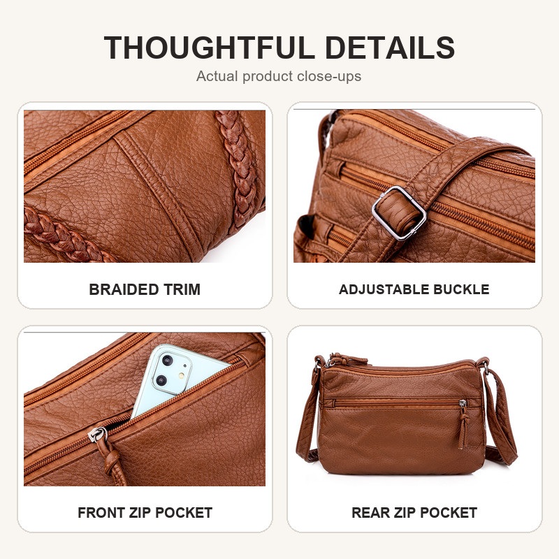 حقيبة كتف نسائية من الجلد الصن - مراجعة Luxury Bags Without Logo وسعره