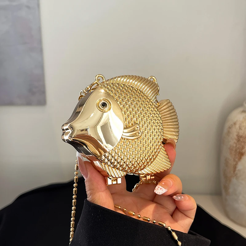 لطيف الأسماك الصغيرة شكل معدن  - مراجعة Mini Bag Evening Clutch وسعره